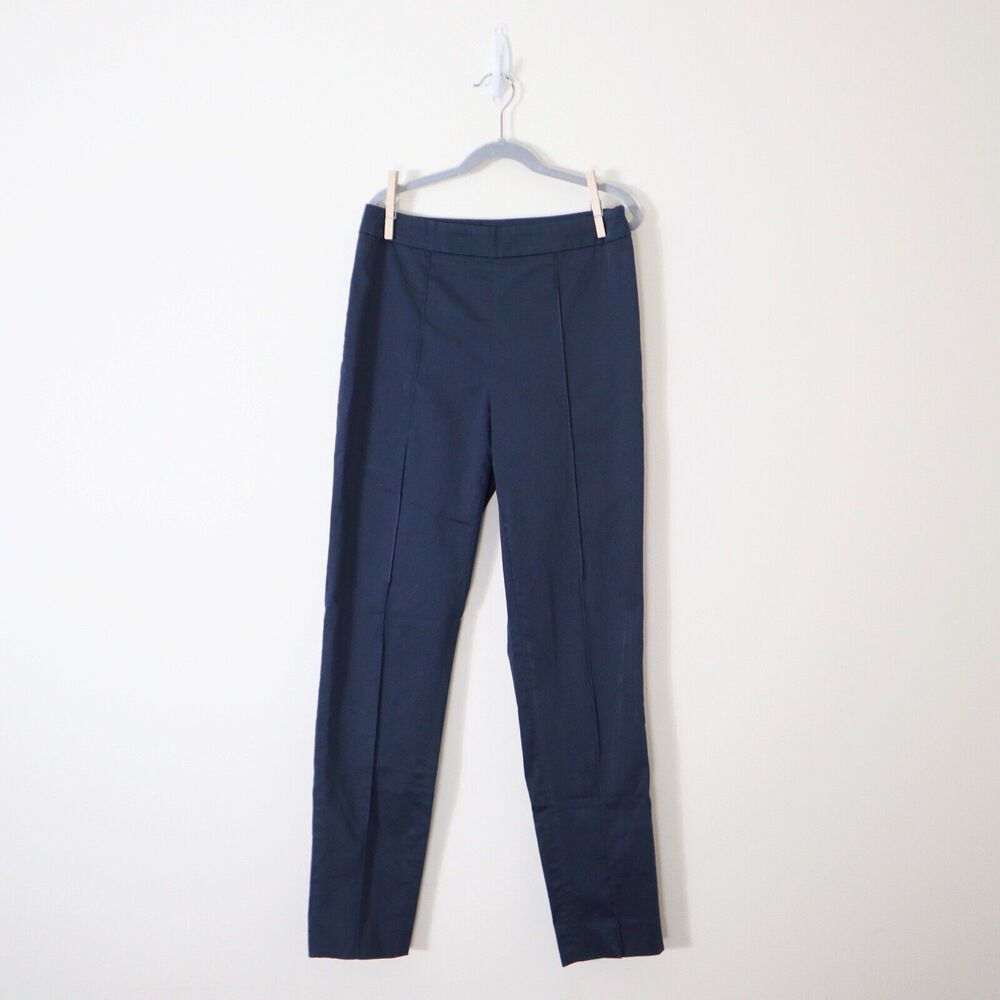 Max Mara US 6 Seam Flat Front Slim Leg Pants Navy Blue Size Zip